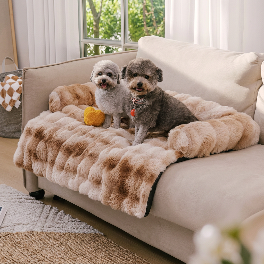 Plush Paws Co. Calming Comfort Pet Sofa Cover — Extended Drape Design