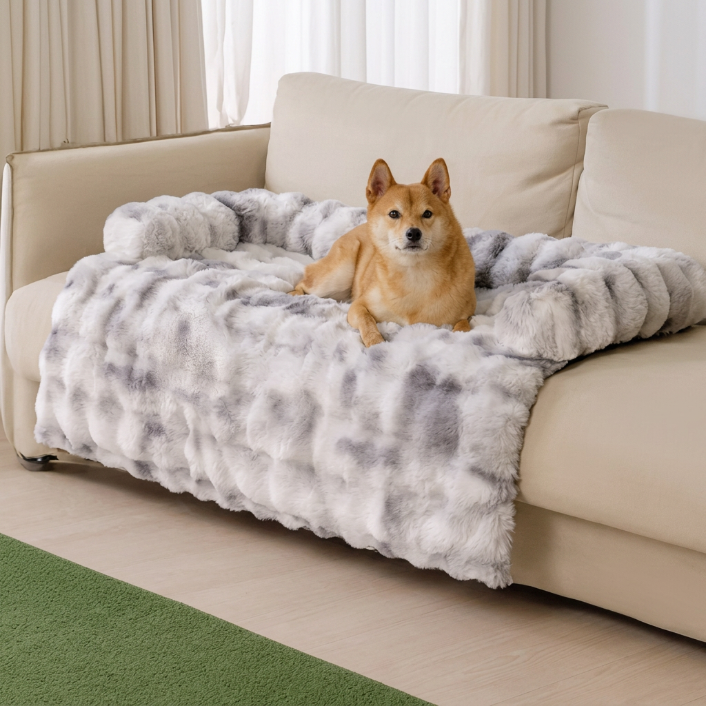 Plush Paws Co. Calming Comfort Pet Sofa Cover — Extended Drape Design