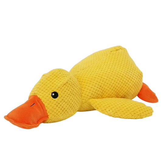 Plush Paws Co. Calming Duck Plush Dog Toy – Squeaky Corduroy Anxiety Relief Chew Toy