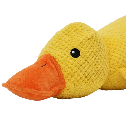 Plush Paws Co. Calming Duck Plush Dog Toy – Squeaky Corduroy Anxiety Relief Chew Toy