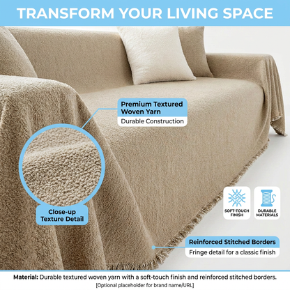 Plush Paws Co. Claw-Resistant Pet Furniture Cover — Cozy Textured Throw