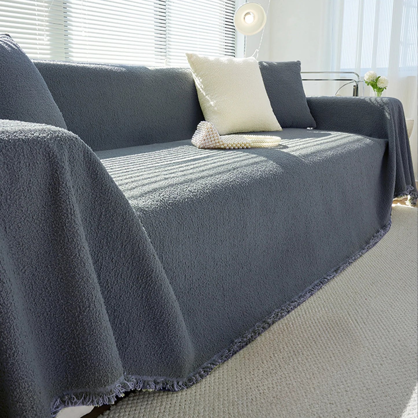 Plush Paws Co. Claw-Resistant Pet Furniture Cover — Cozy Textured Throw