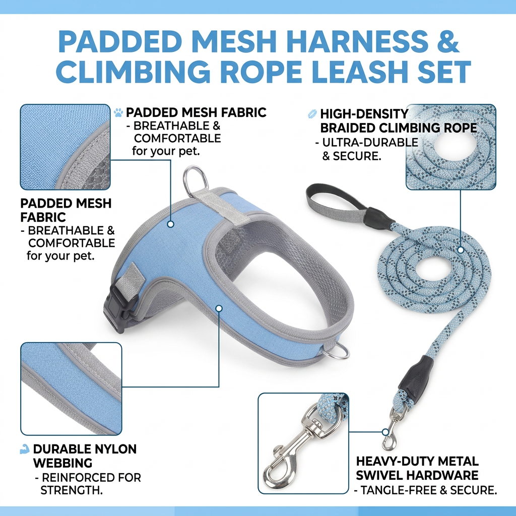 Plush Paws Co. Comfortable Walk Control -  Dog Harness and Leash Set