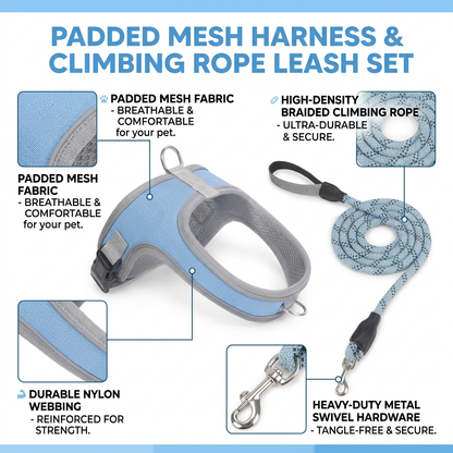 Plush Paws Co. Comfortable Walk Control -  Dog Harness and Leash Set