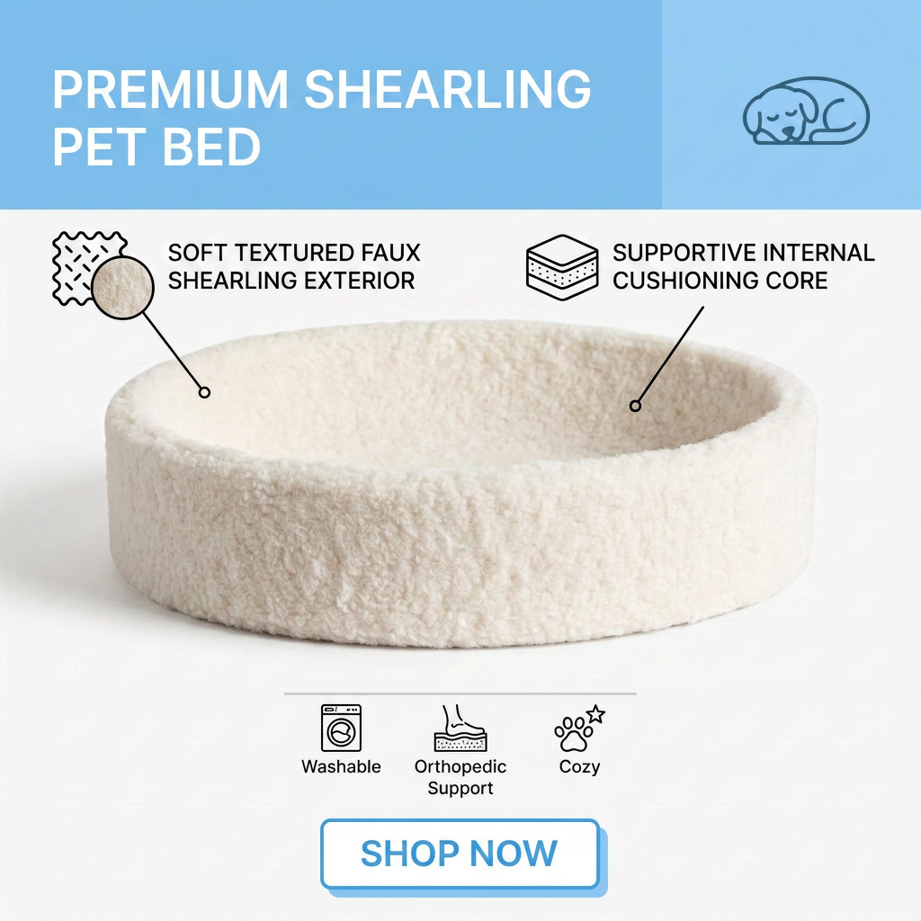Plush Paws Co. Cozy Nest-Like Lounger — Kip Faux Shearling Cat Bed
