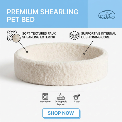 Plush Paws Co. Cozy Nest-Like Lounger — Kip Faux Shearling Cat Bed