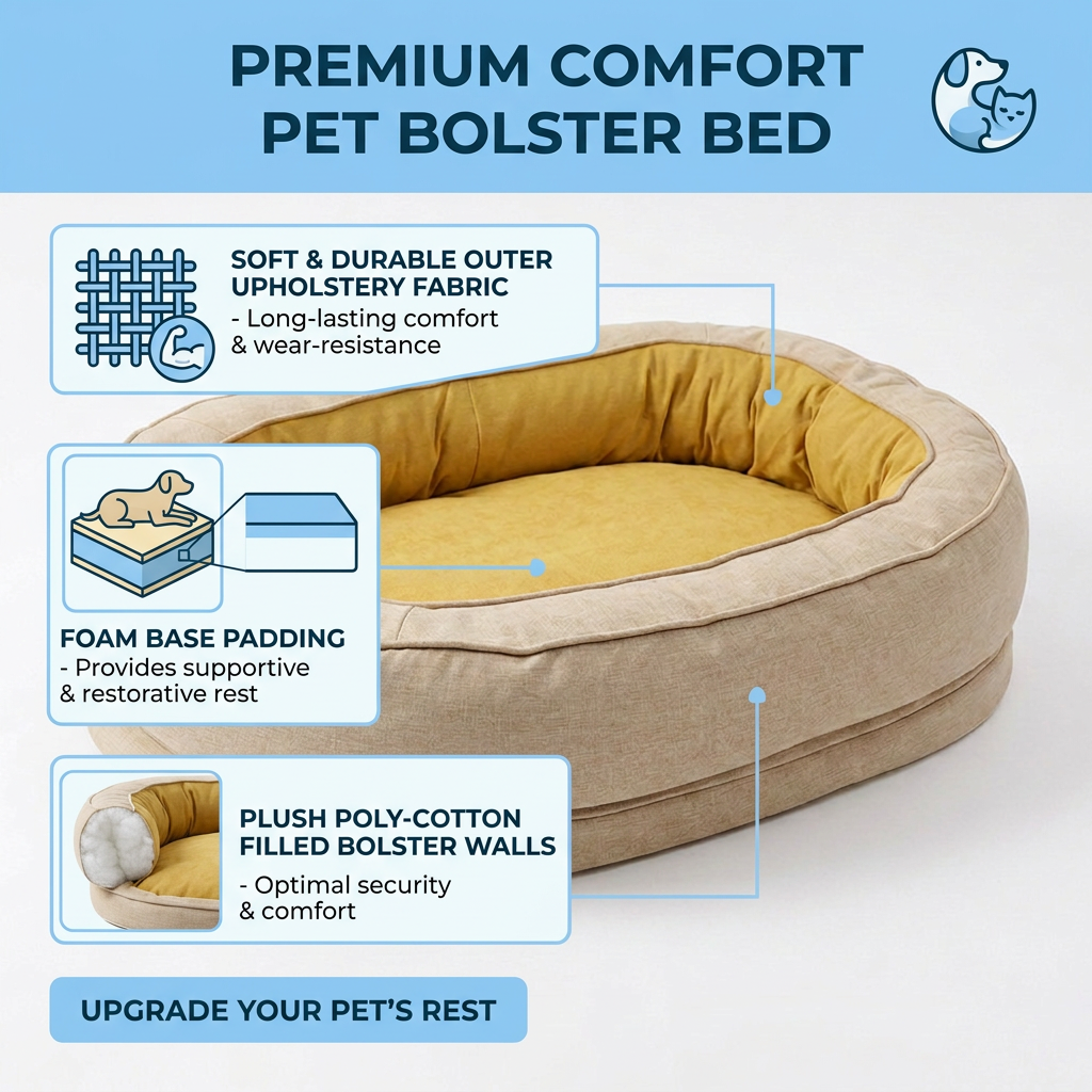 Plush Paws Co. Cozy Sanctuary — 360-Degree Surround Bolster Dog Bed Design