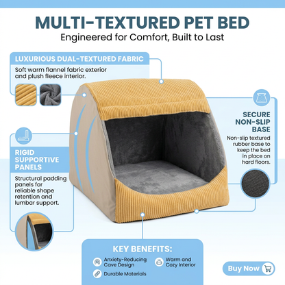 Plush Paws Co. Cozy Winter Shelter — Warm Flannel Semi-Enclosed Large Dog Tent Bed Design