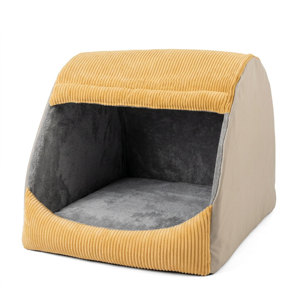 Plush Paws Co. Cozy Winter Shelter — Warm Flannel Semi-Enclosed Large Dog Tent Bed Design