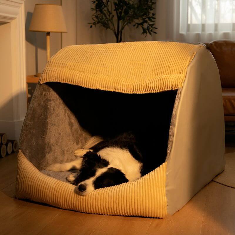 Warm Flannel Detachable Semi-Enclosed Large Dog Tent Bed 0