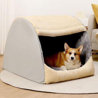 Warm Flannel Detachable Semi-Enclosed Large Dog Tent Bed 2