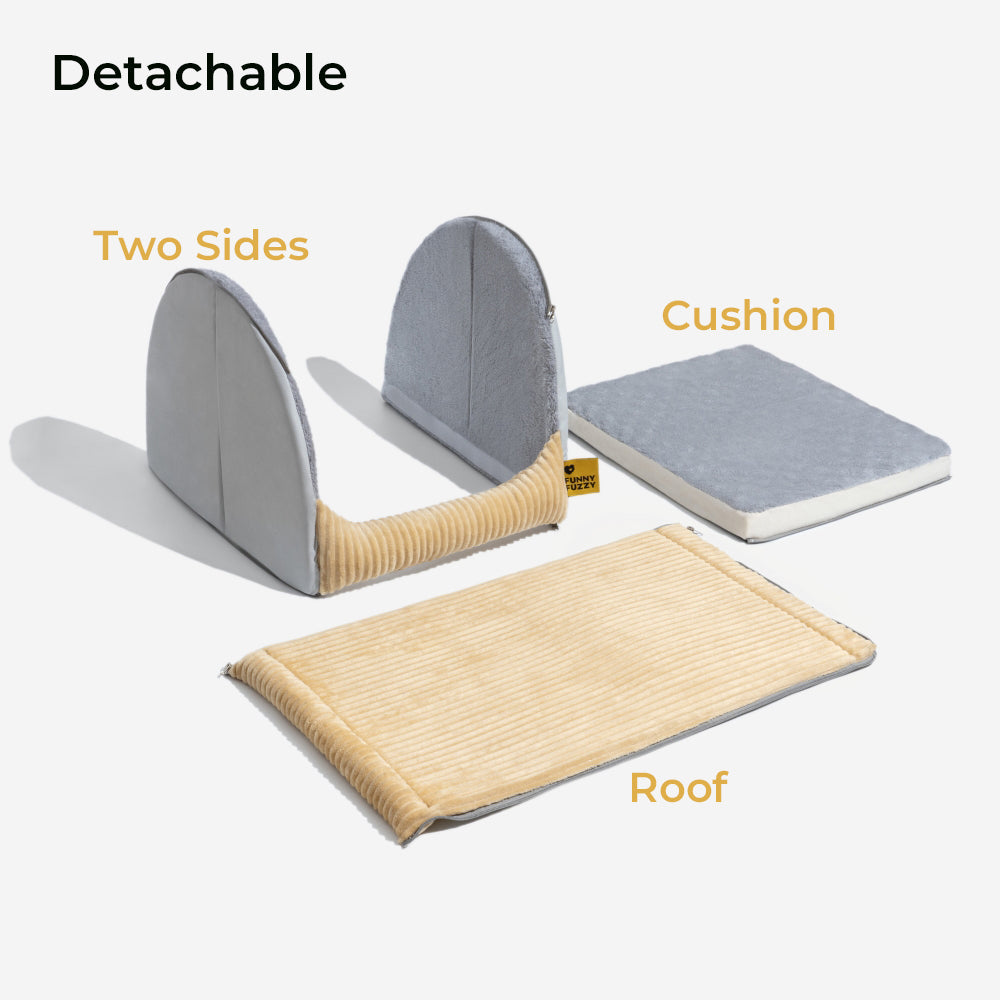 Warm Flannel Detachable Semi-Enclosed Large Dog Tent Bed 4