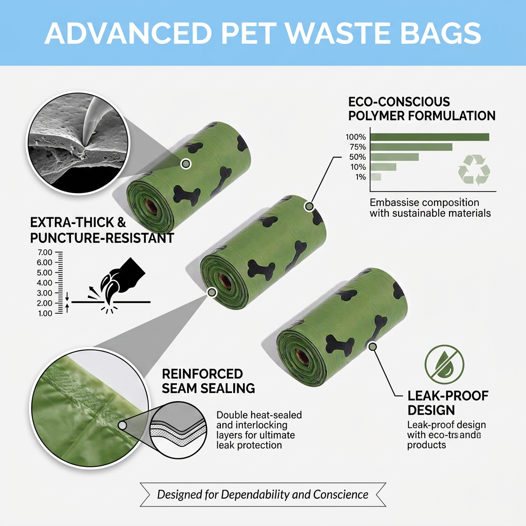 Plush Paws Co. Eco-Friendly Poop Bags — Leak-Proof Waste Bag Roll Design