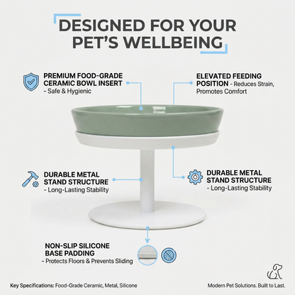 Plush Paws Co. Elevated Dining Feeder — Dual Bowl and Stand Design