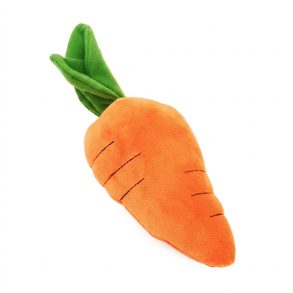 Plush Paws Co. Engaging Playtime Entertainment — Squeaky Plush Carrot Dog Toy Design
