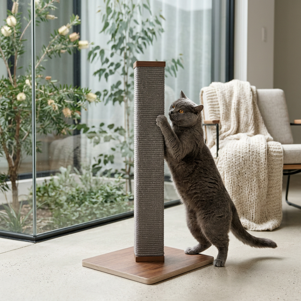 Plush Paws Co. Feline Claw Care Tower — Zip Text-Woven Vertical Scratching Post