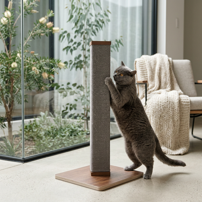 Plush Paws Co. Feline Claw Care Tower — Zip Text-Woven Vertical Scratching Post