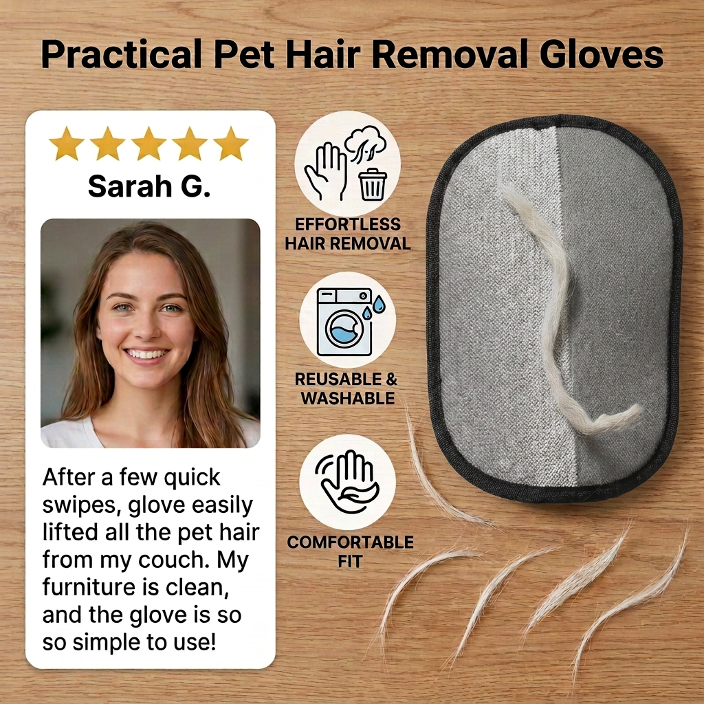 Elara Haus Pet Hair Removal Glove - Durable Rubber and Polyester Blend Eco-Friendly Tool 1