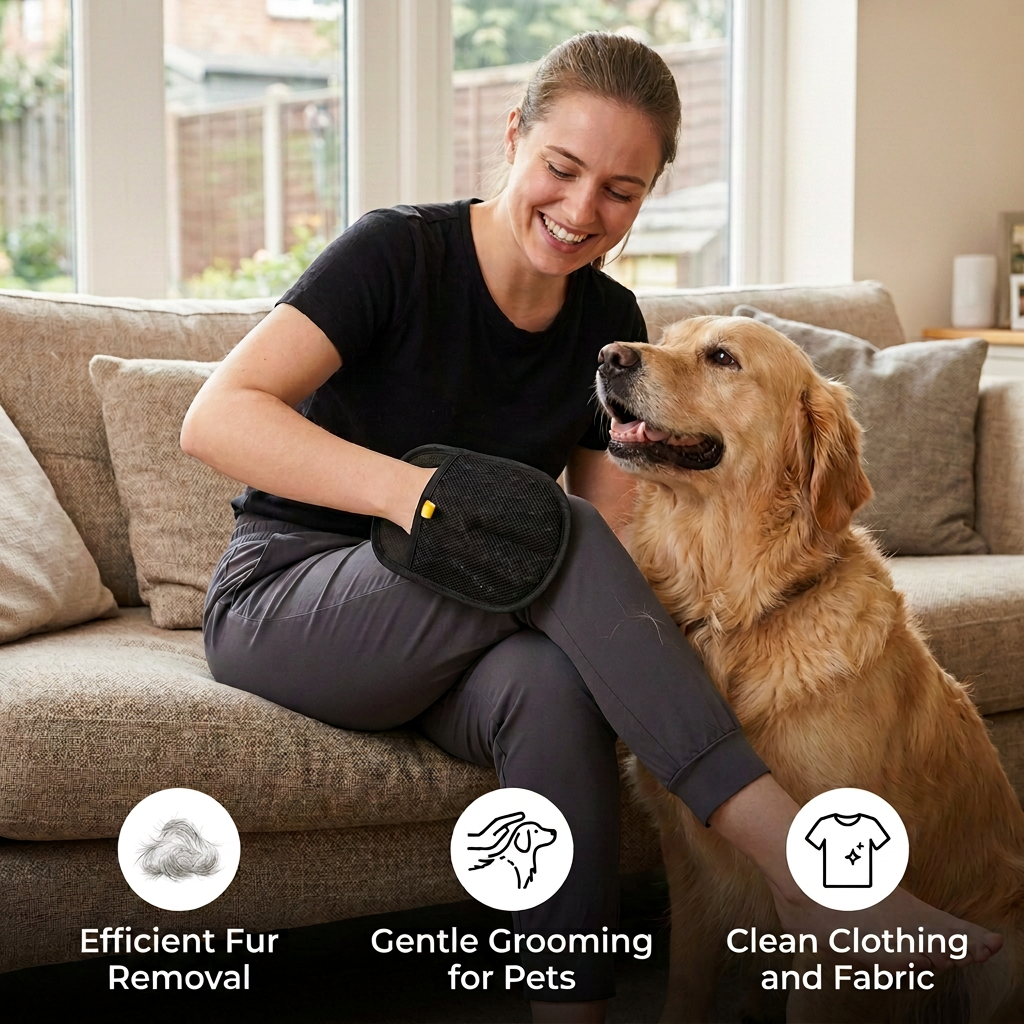 Elara Haus Pet Hair Removal Glove - Durable Rubber and Polyester Blend Eco-Friendly Tool 2