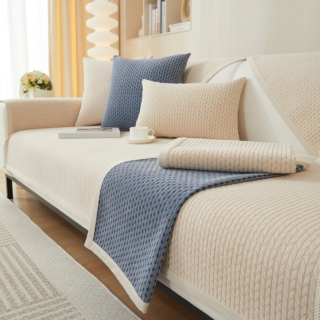 Plush Paws Co. Furniture Defense Couch Shield — Wheat Ears Chenille Pet Cover