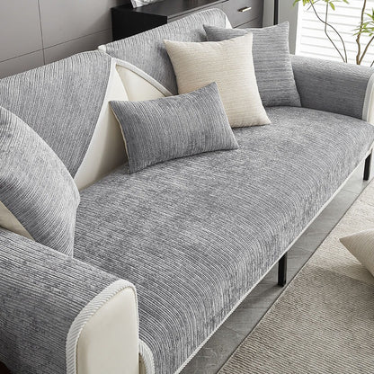 Plush Paws Co. Furniture Defense Pet Sofa Mat — Waterproof Ribbed Chenille
