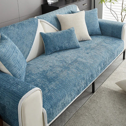 Plush Paws Co. Furniture Defense Pet Sofa Mat — Waterproof Ribbed Chenille