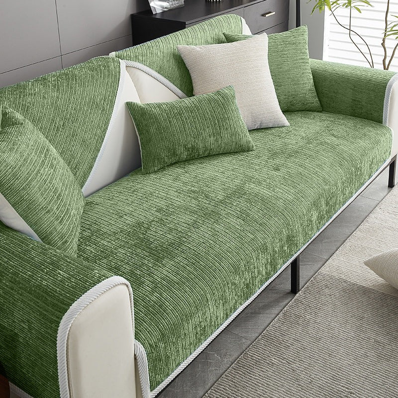 Plush Paws Co. Furniture Defense Pet Sofa Mat — Waterproof Ribbed Chenille