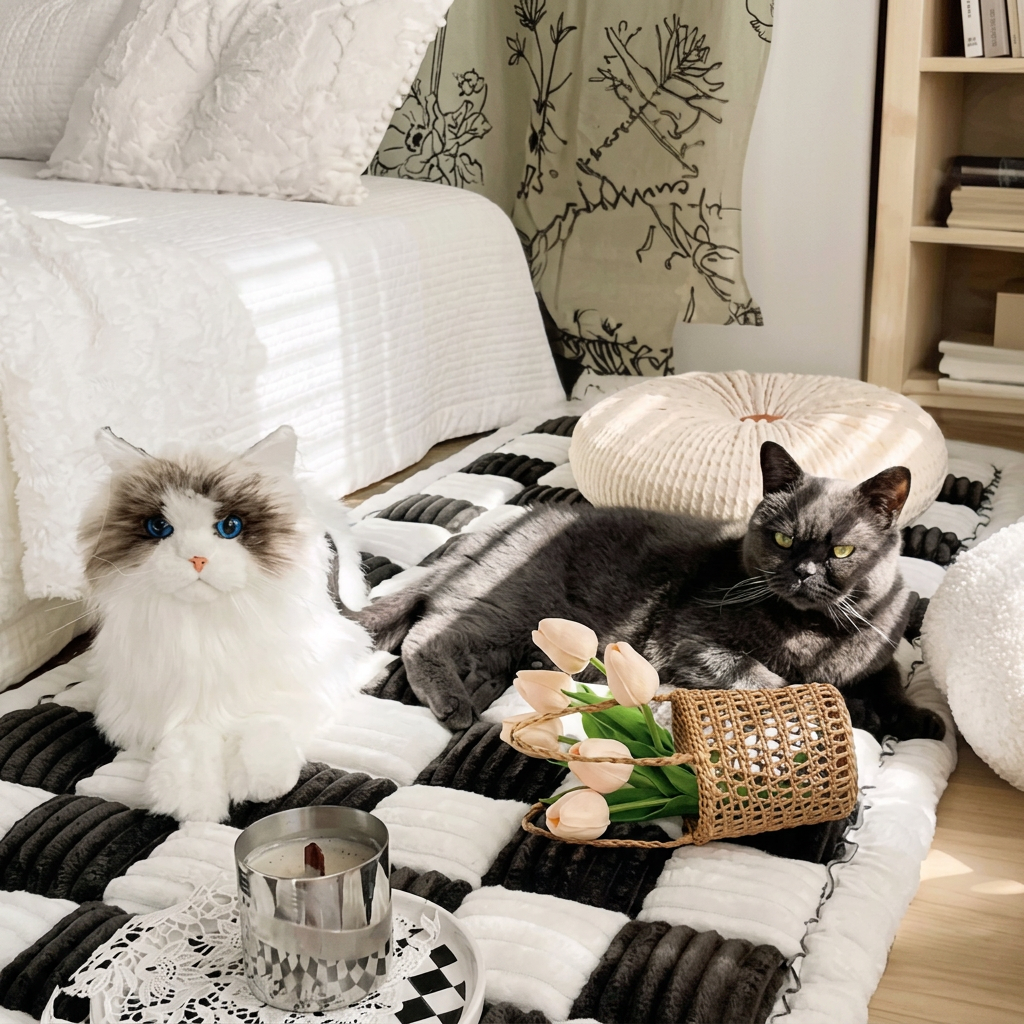 Plush Paws Co. Furniture Protection Pet Sofa Mat — Quilted Checkerboard Design