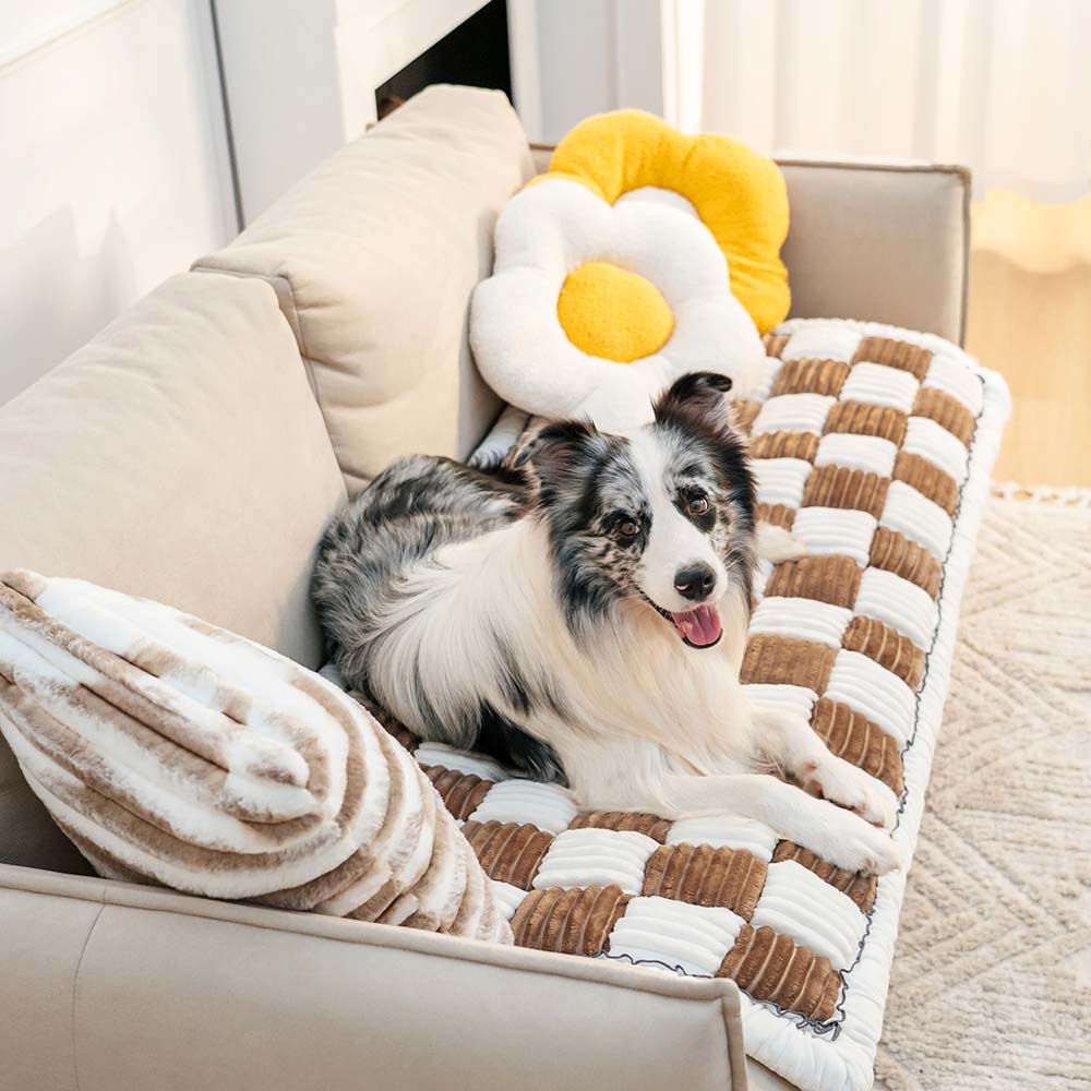Plush Paws Co. Furniture Protection Pet Sofa Mat — Quilted Checkerboard Design