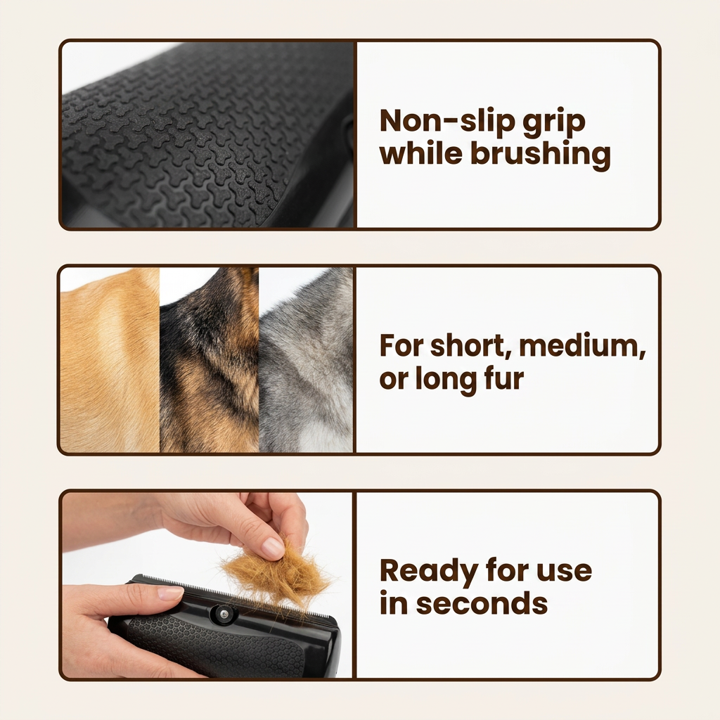 Plush Paws Co. Gentle Shedding Control Dog Brush — Non-Slip Dematting Design