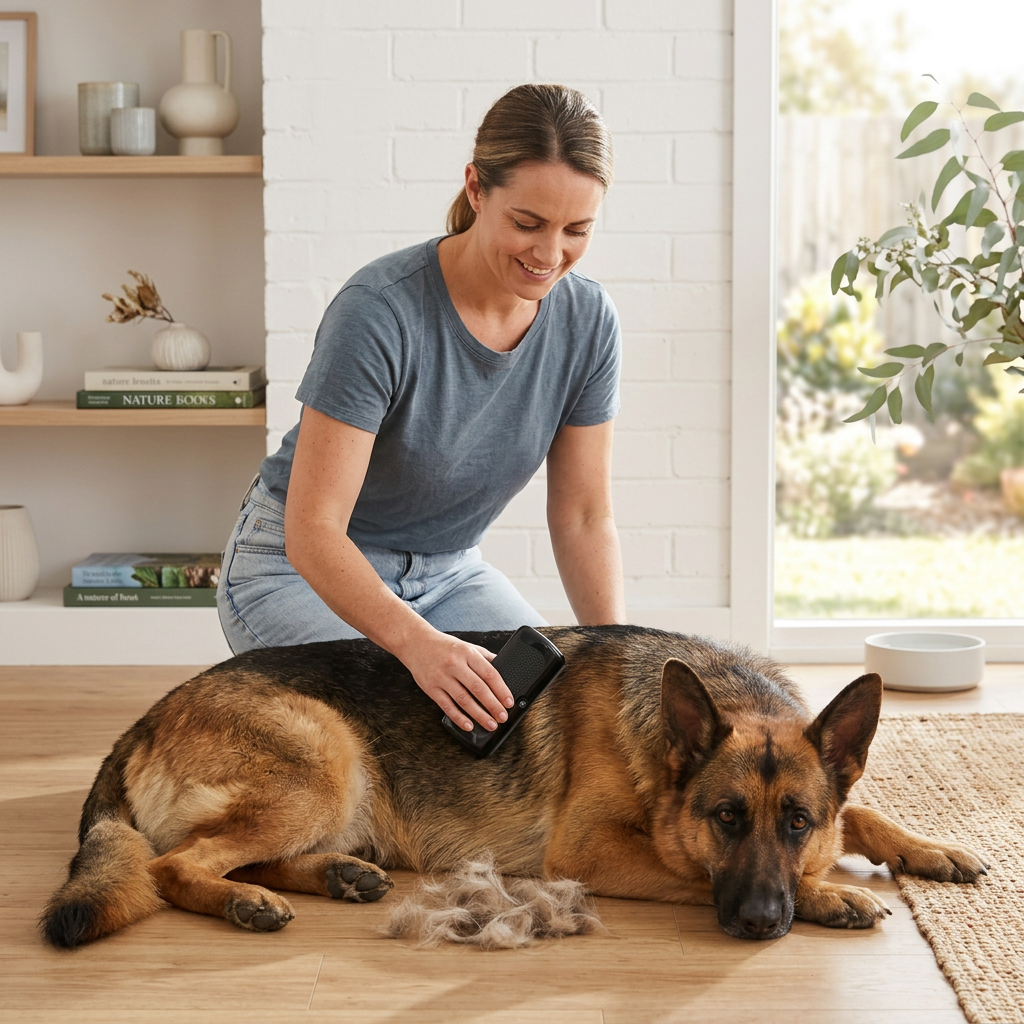 Plush Paws Co. Gentle Shedding Control Dog Brush — Non-Slip Dematting Design