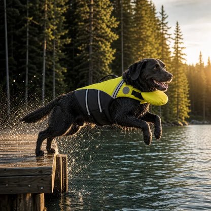 Plush Paws Co. Head Support Pet Flotation Jacket — Adjustable Quick-Dry Build