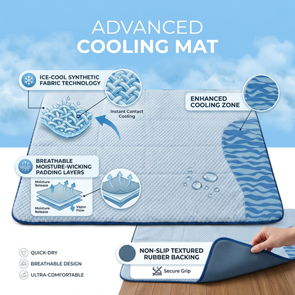Plush Paws Co. Heat Relief Comfort — Ice-Cool Non-Slip Outdoor Dog Mat Design