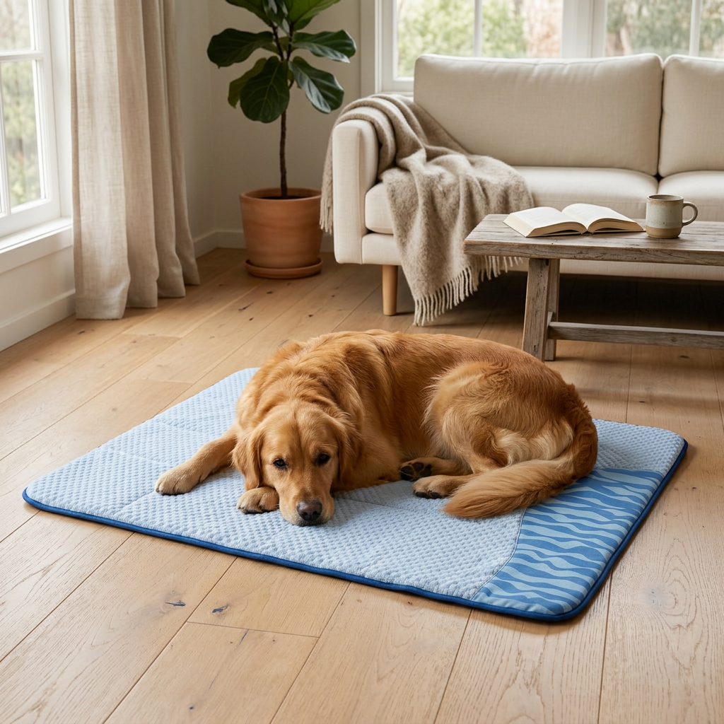 Plush Paws Co. Heat Relief Comfort — Ice-Cool Non-Slip Outdoor Dog Mat Design