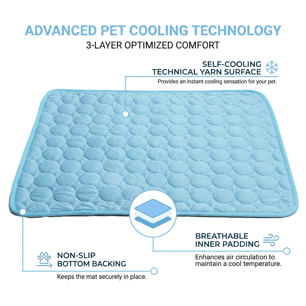 Plush Paws Co. Heat Relief Dog Mat — Quilted Cooling Design