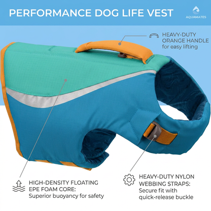 Plush Paws Co. High-Buoyancy Dog Life Vest – Swimming Safety Float Coat with Rescue Handle