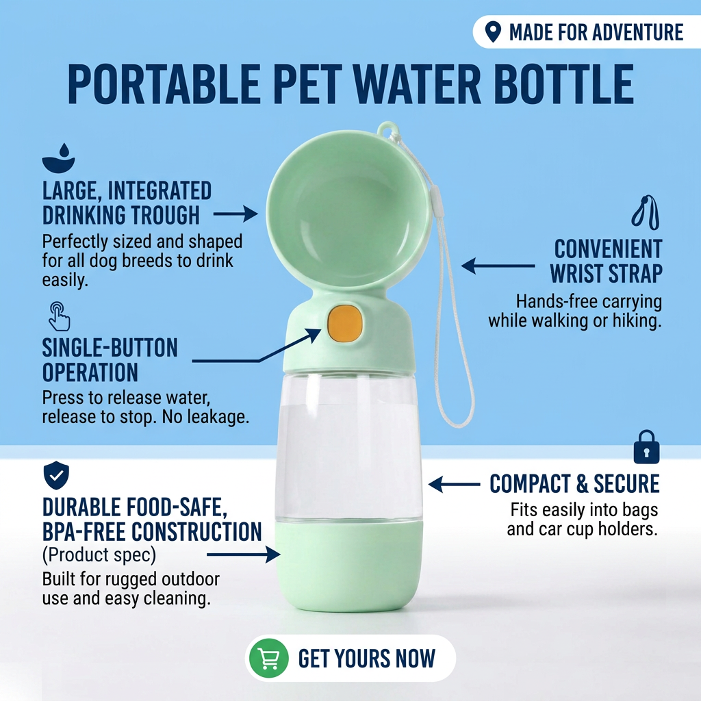 Plush Paws Co. Hydration & Snack On-The-Go — 2-in-1 Portable Outdoor Dog Water Bottle Design