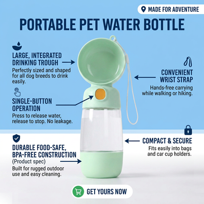 Plush Paws Co. Hydration & Snack On-The-Go — 2-in-1 Portable Outdoor Dog Water Bottle Design