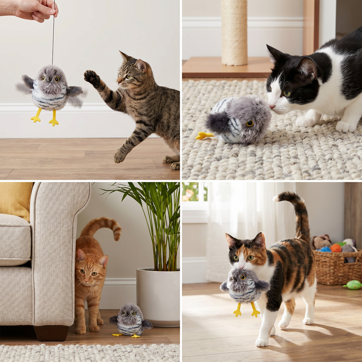 Elara Haus Cat Toy - Plush Interactive Fluttering Bird Best Cat Toys 3