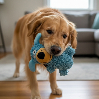Giggling tooth cleaning toy in dog colours 0