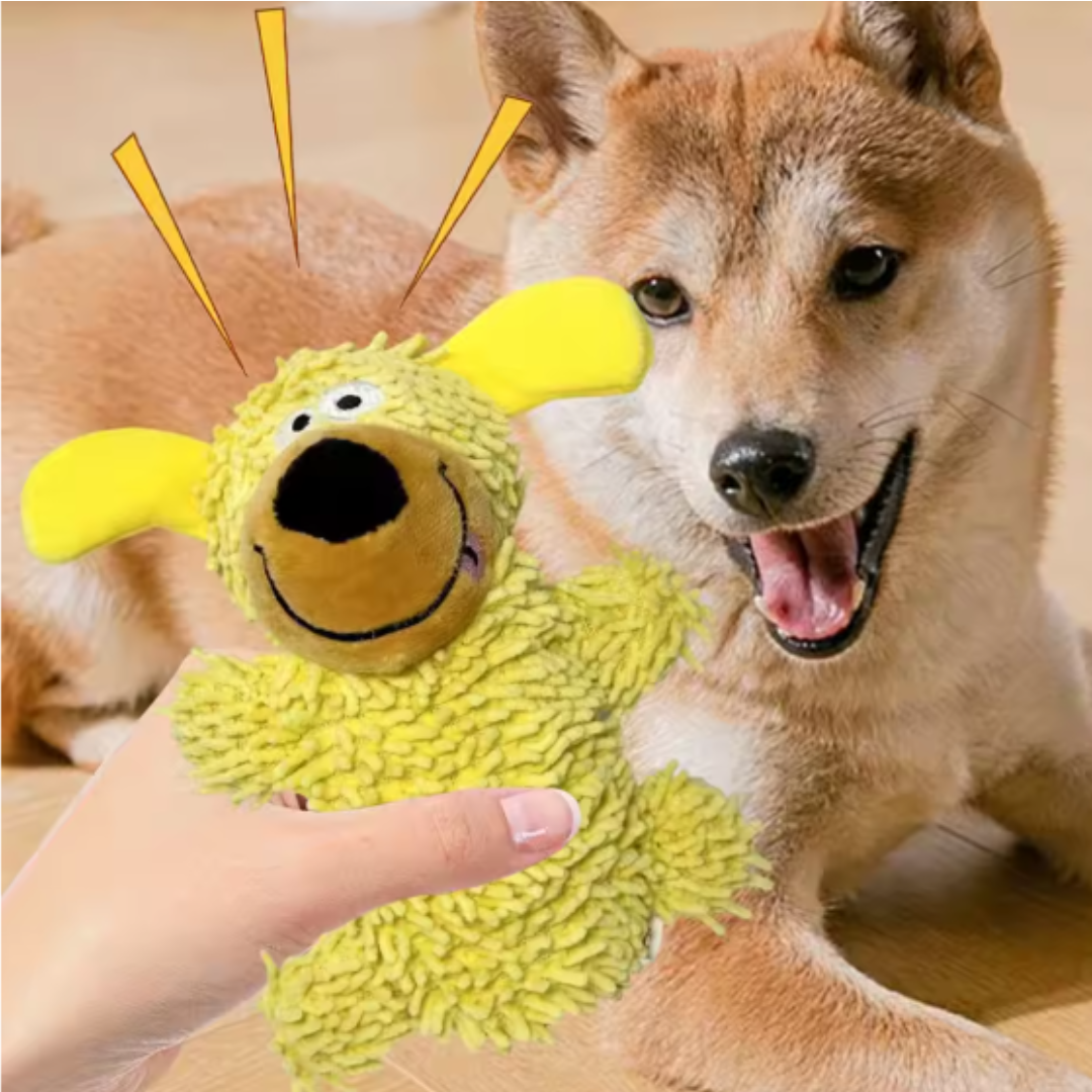 Giggling tooth cleaning toy in dog colours 1
