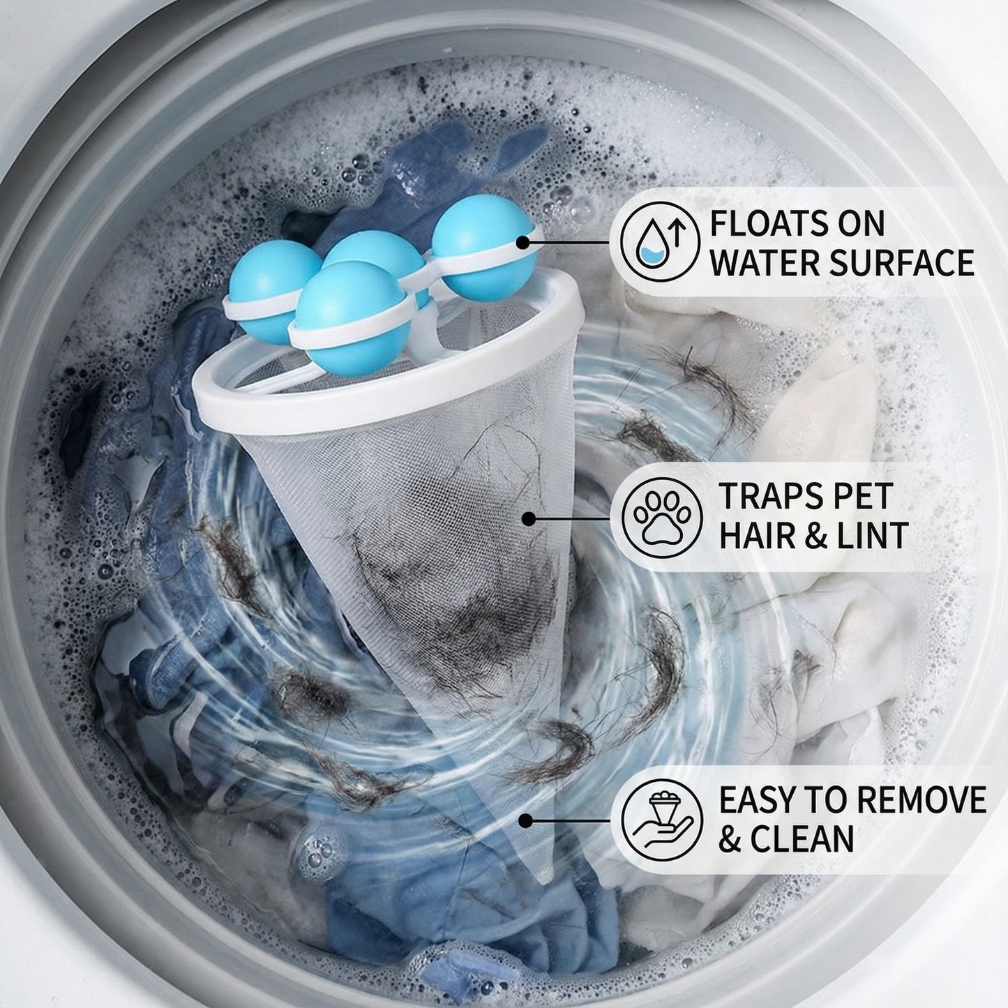 Elara Haus Pet Hair Laundry Filter - Reusable Mesh Catcher for Washing Machines 2