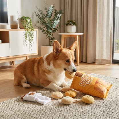 Plush Paws Co. Mealtime Foraging Game — Plush Snack Bag Nosework Toy