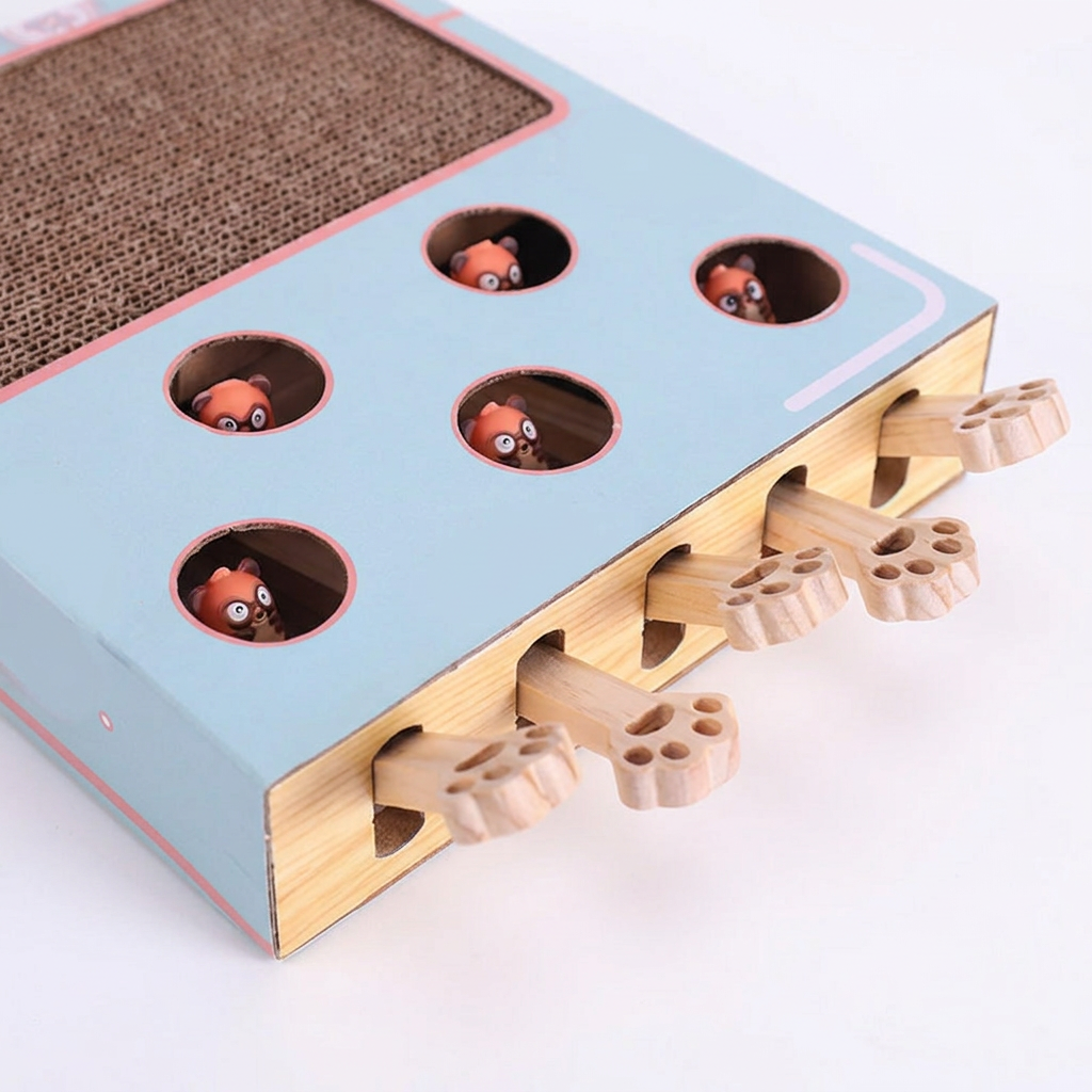 Plush Paws Co. Mental Stimulation Play Box — 2-in-1 Scratcher & Hide Toy