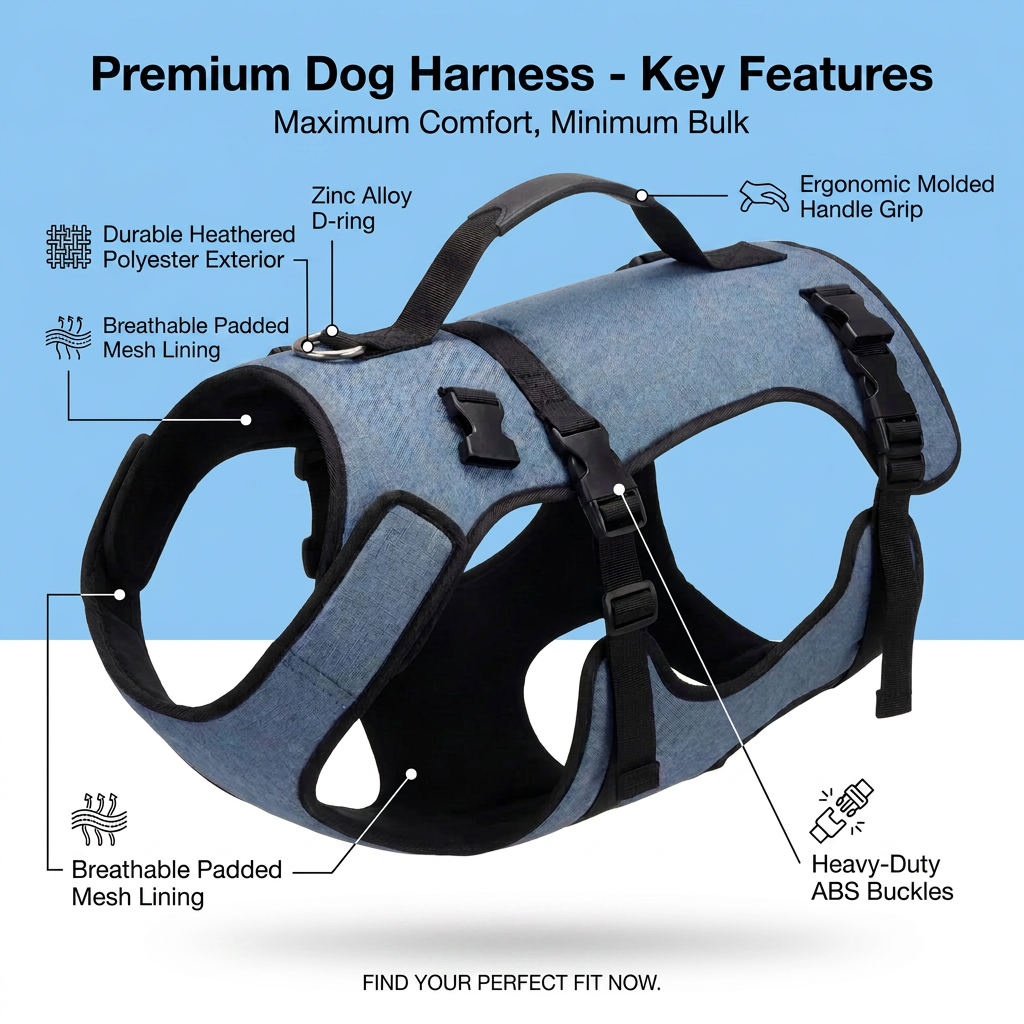 Plush Paws Co. Mobility Support Dog Lift Harness — Ergonomic Molded Handle