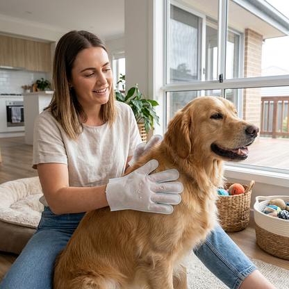 Plush Paws Co. No-Rinse Grooming Made Easy — Coconut & Aloe Infused Pet Wipe Gloves