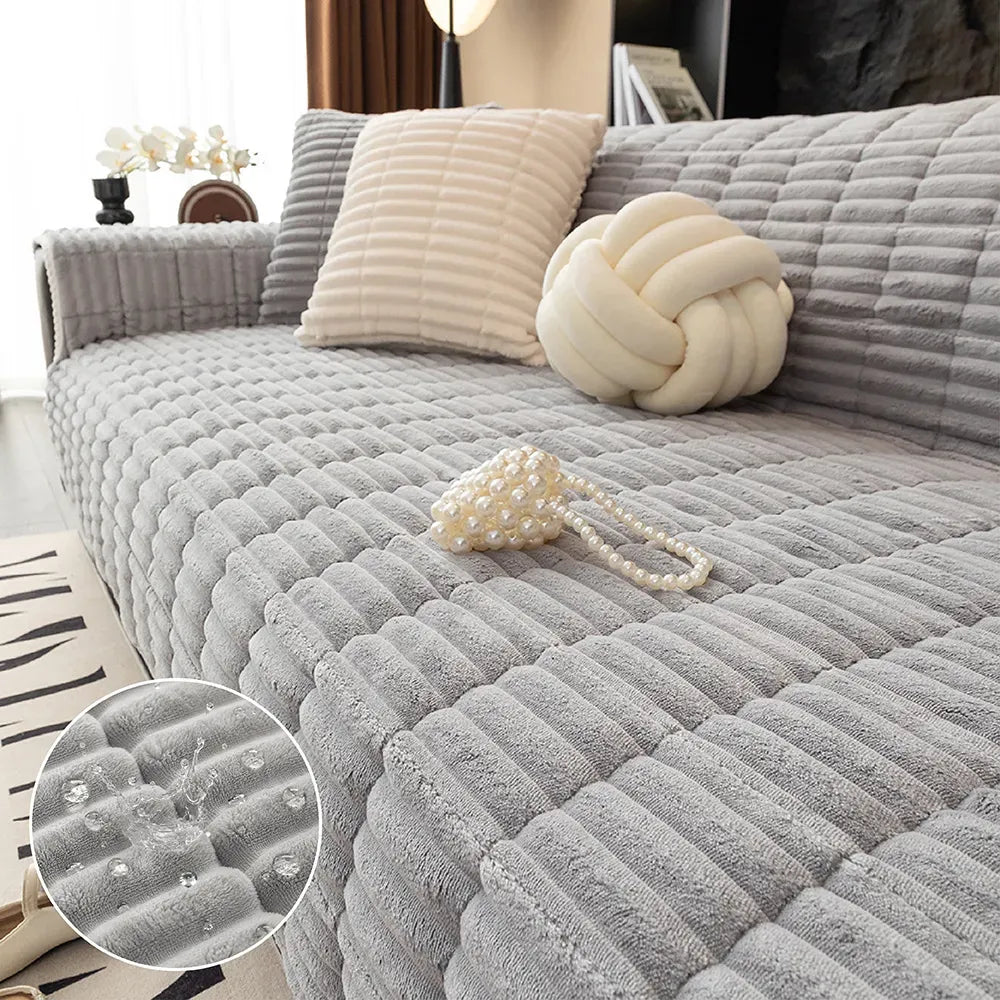 Plush Paws Co. One-Piece Quilted Flannel Pet Couch Cover – Waterproof Non-Slip Sofa Furniture Protector
