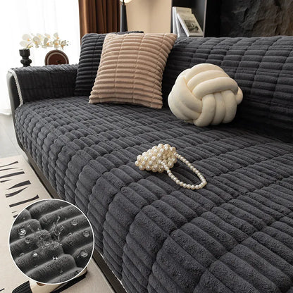 Plush Paws Co. One-Piece Quilted Flannel Pet Couch Cover – Waterproof Non-Slip Sofa Furniture Protector