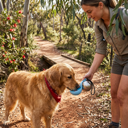 Plush Paws Co. Outdoor Hydration Support — Portable Stainless Steel Dog Water Bottle Design