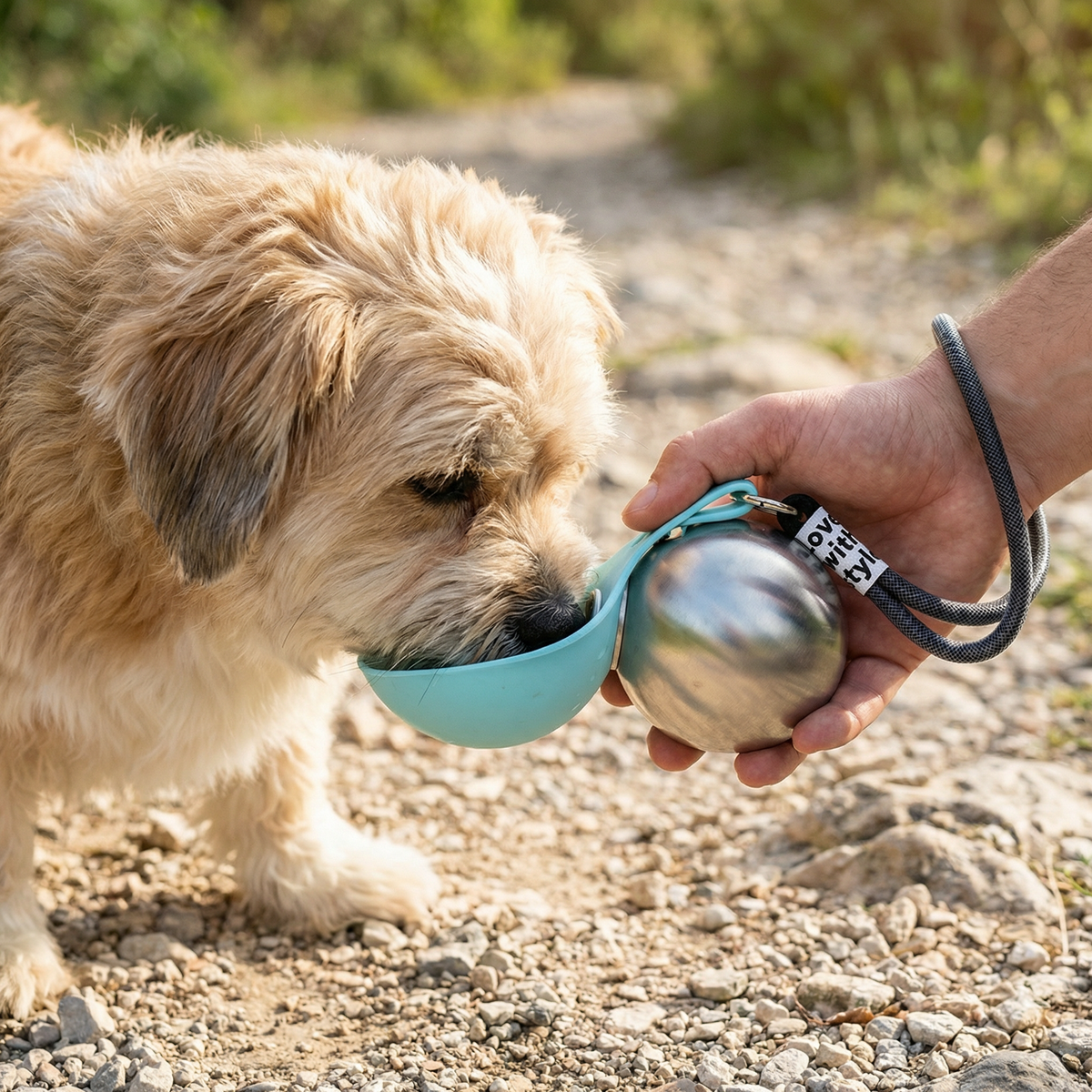 Elara Haus Dog Water Bottle - Leakproof Stainless Steel Pet Dog Water Bottle with Silicone Bowl 0